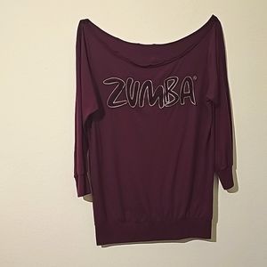 Zumba off shoulder top in burgundy